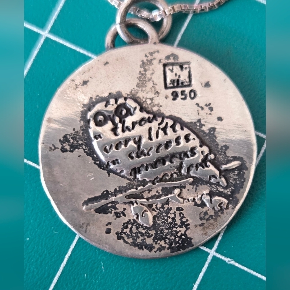 Necklace Owl Pendant 950 Sterling Pendant 925 Chain - Picture 6 of 9